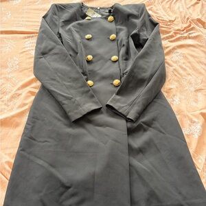 Black Double-Breasted Coat with Gold Buttons